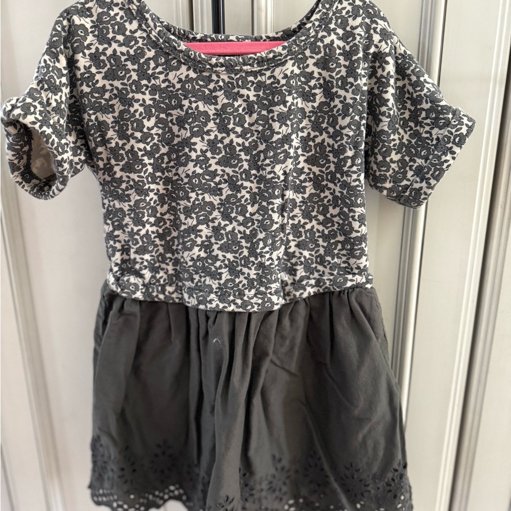 GAP Black and Gray Floral Kids cotton Dress 4T